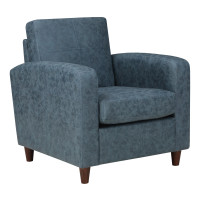 OSP Home Furnishings VNS51A-P45 Venus Club Chair in Navy Faux Leather and Medium Espresso Legs